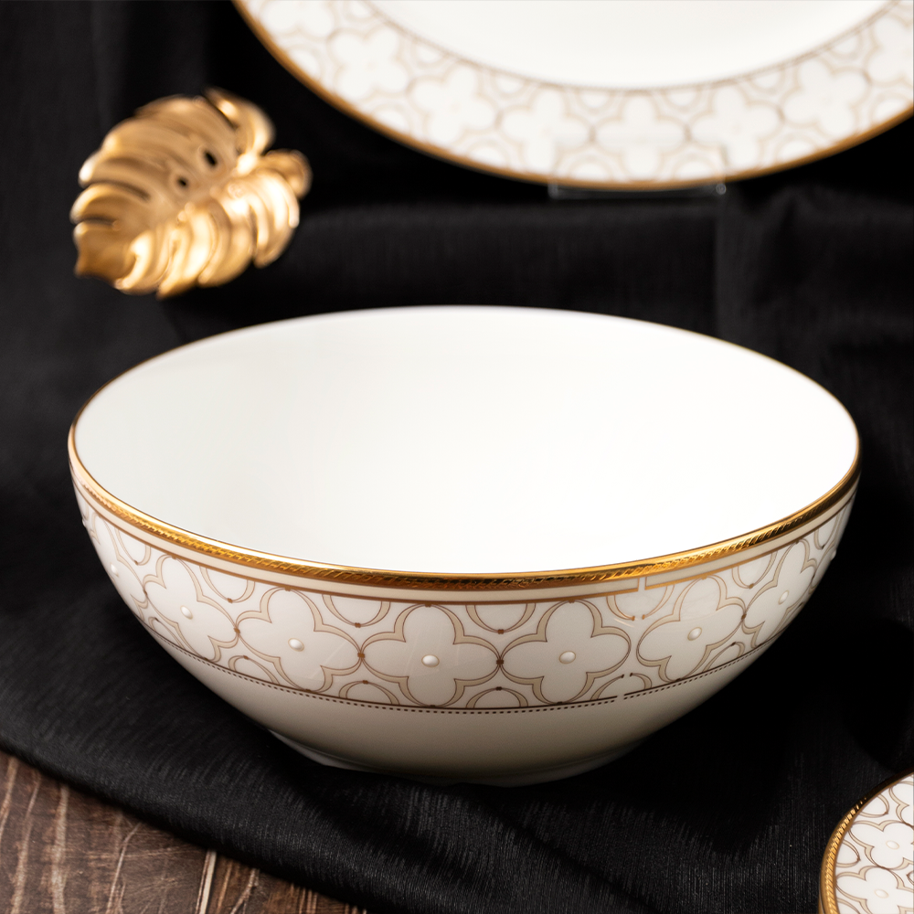 Bộ bát đĩa ăn châu Á cơ bản 22 món (cho 6 người) sứ xương | Noritake Trefolio Gold 4945L - D022AB