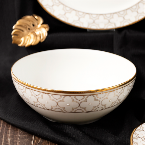  Bát canh (tô canh) tròn 22,4cm dung tích 1.950ml sứ xương | Noritake Trefolio Gold 4945L - 97382 