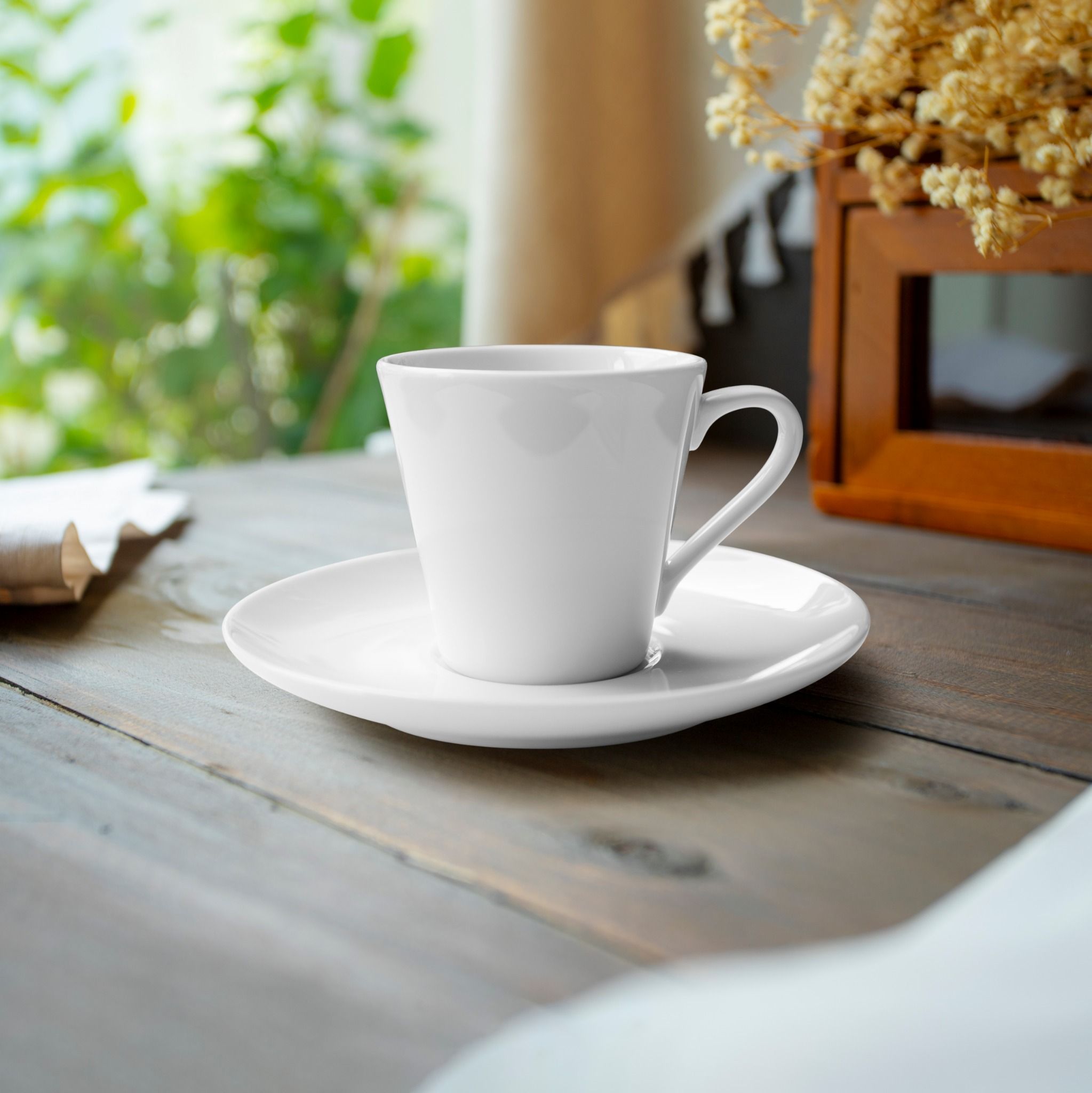 Chén (tách) uống trà, cà phê loại nhỏ 90ml kèm đĩa lót sứ trắng | Noritake Art Stage 1609L - T91168