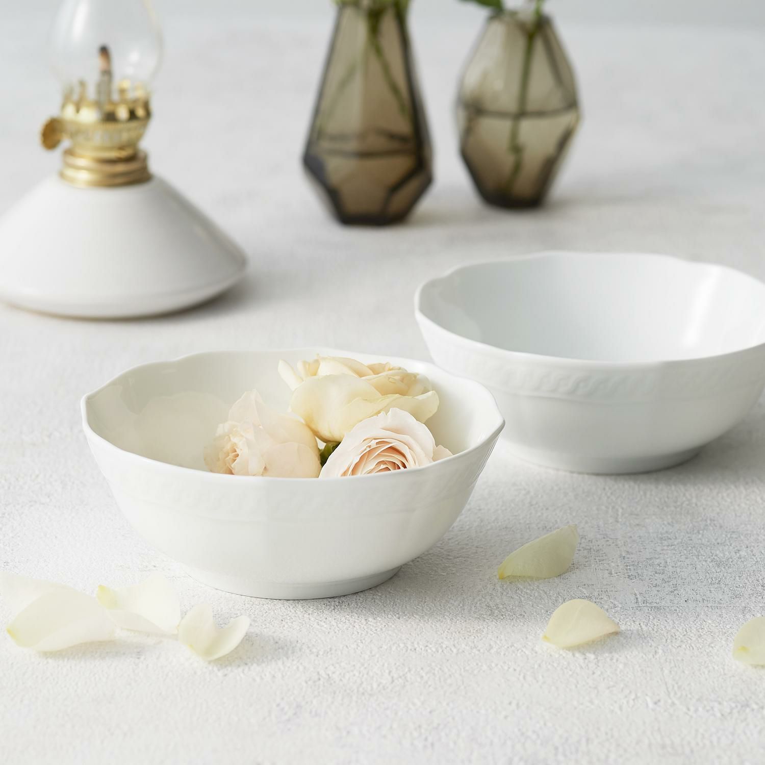 Bát (chén) đa năng đường kính 13cm dung tích 365ml để ăn cơm, đựng ngũ cốc sứ trắng cao cấp | Noritake Cher Blanc 1655L - 94806