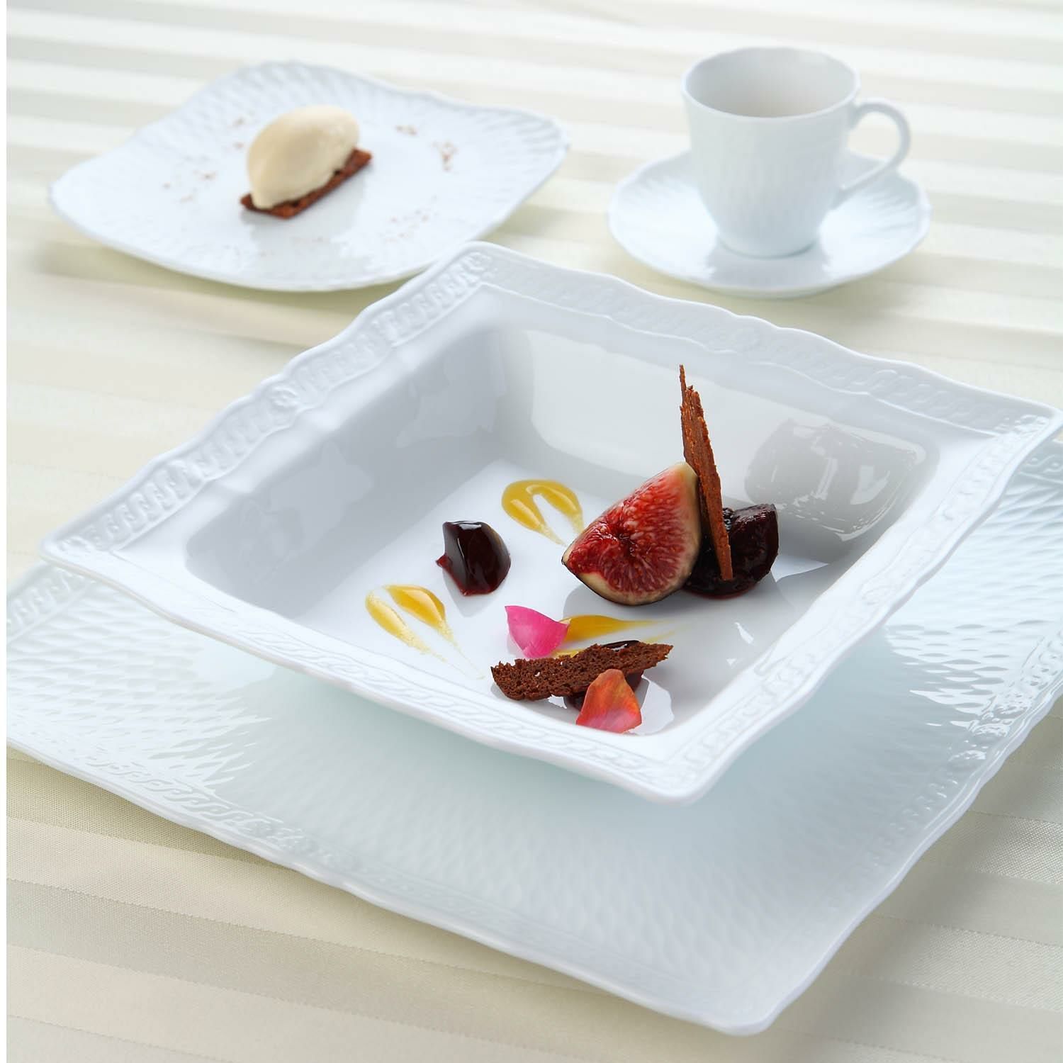 Đĩa vuông sâu lòng 20,1cm dung tích 510ml sứ trắng cao cấp | Noritake Cher Blanc 1655L - 94848