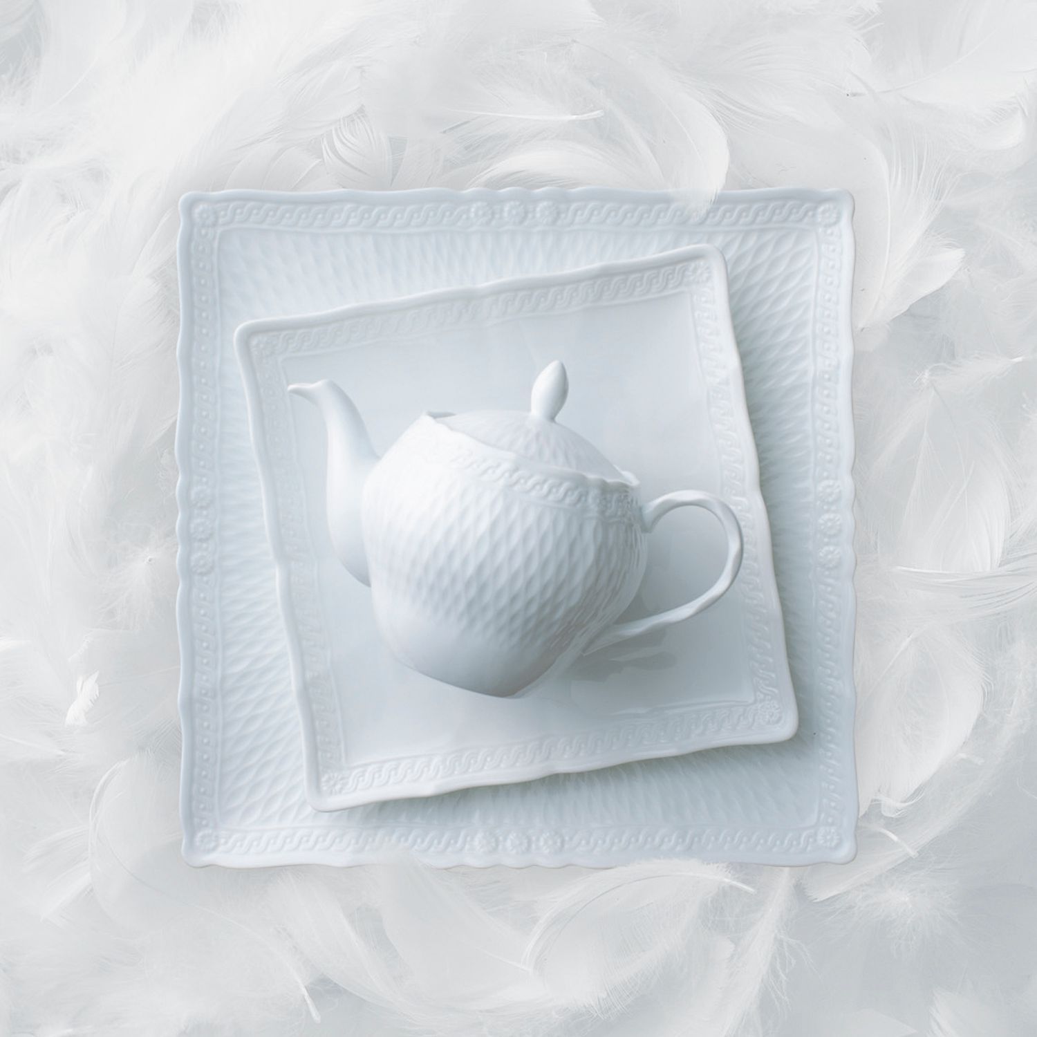 Đĩa vuông cỡ vừa cạnh dài 19,5cm sứ trắng cao cấp | Noritake Cher Blanc 1655L - 94835