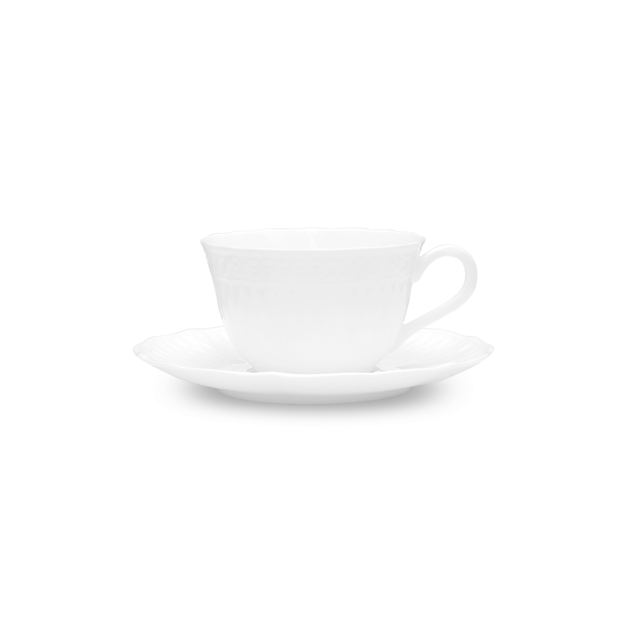 Chén trà (tách trà) dung tích 215ml kèm đĩa lót sứ trắng cao cấp | Noritake Cher Blanc 1655L - T94887