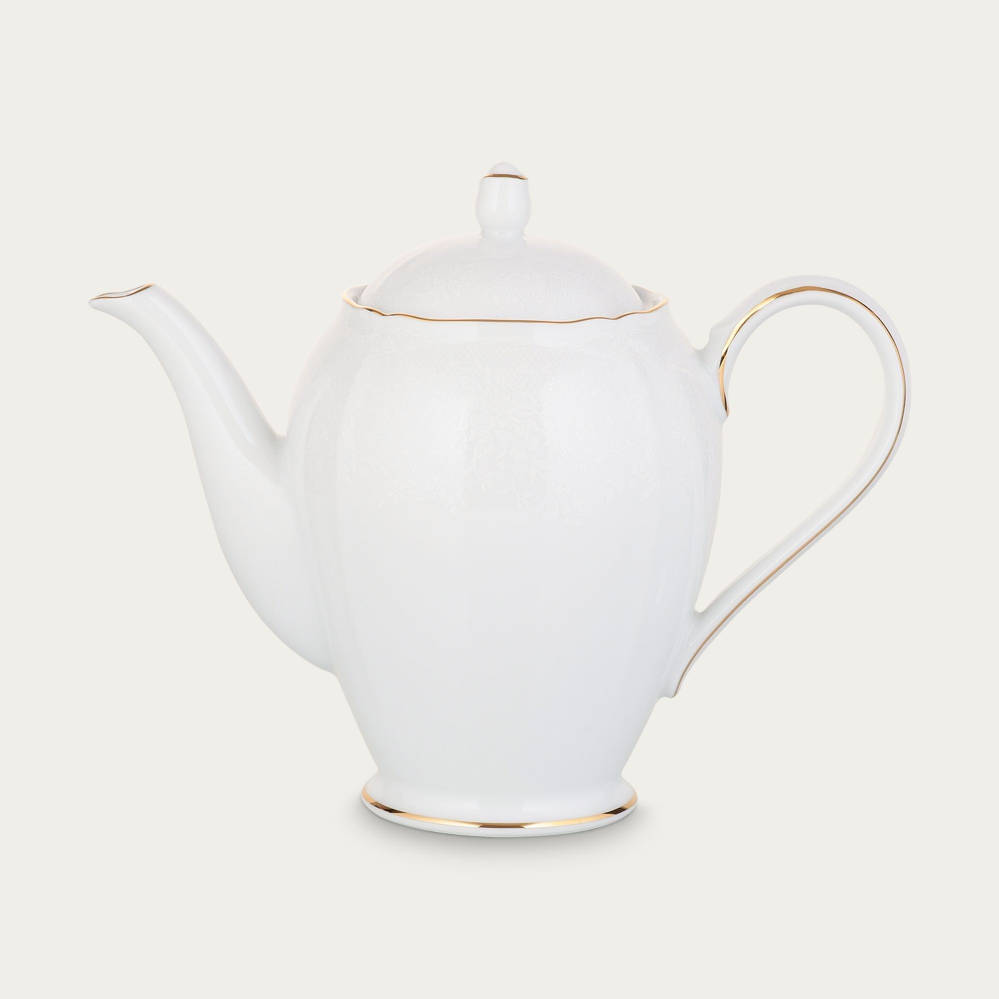 Ấm trà (bình trà) dung tích 950ml sứ trắng | Noritake Princess Bouquet Gold 1660L - 94453