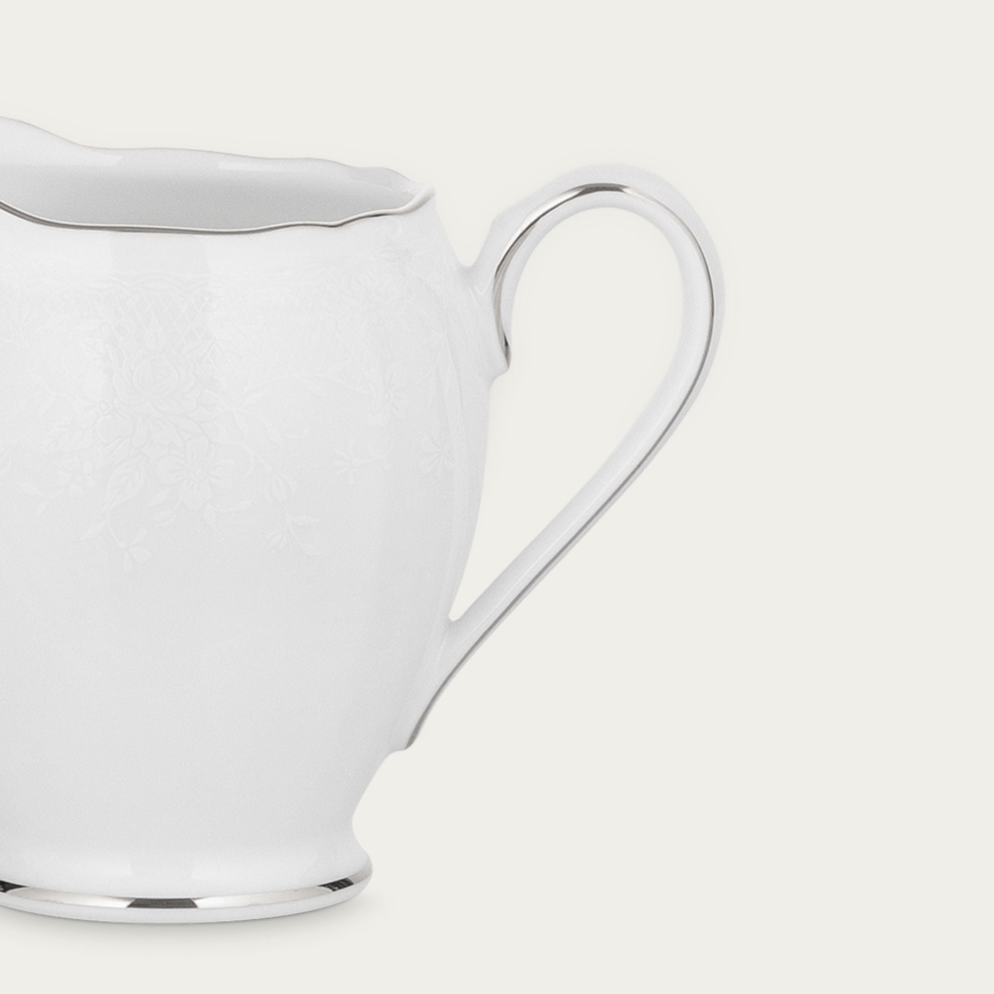 Bình (hũ) đựng sữa dung tích 180ml sứ trắng | Noritake Princess Bouquet Platinum 1661L - 94428