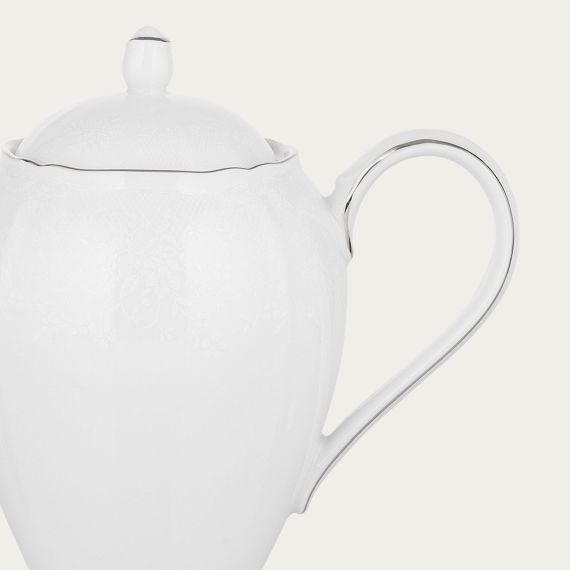 Ấm trà (bình trà) dung tích 950ml sứ trắng | Noritake Princess Bouquet Platinum 1661L - 94453