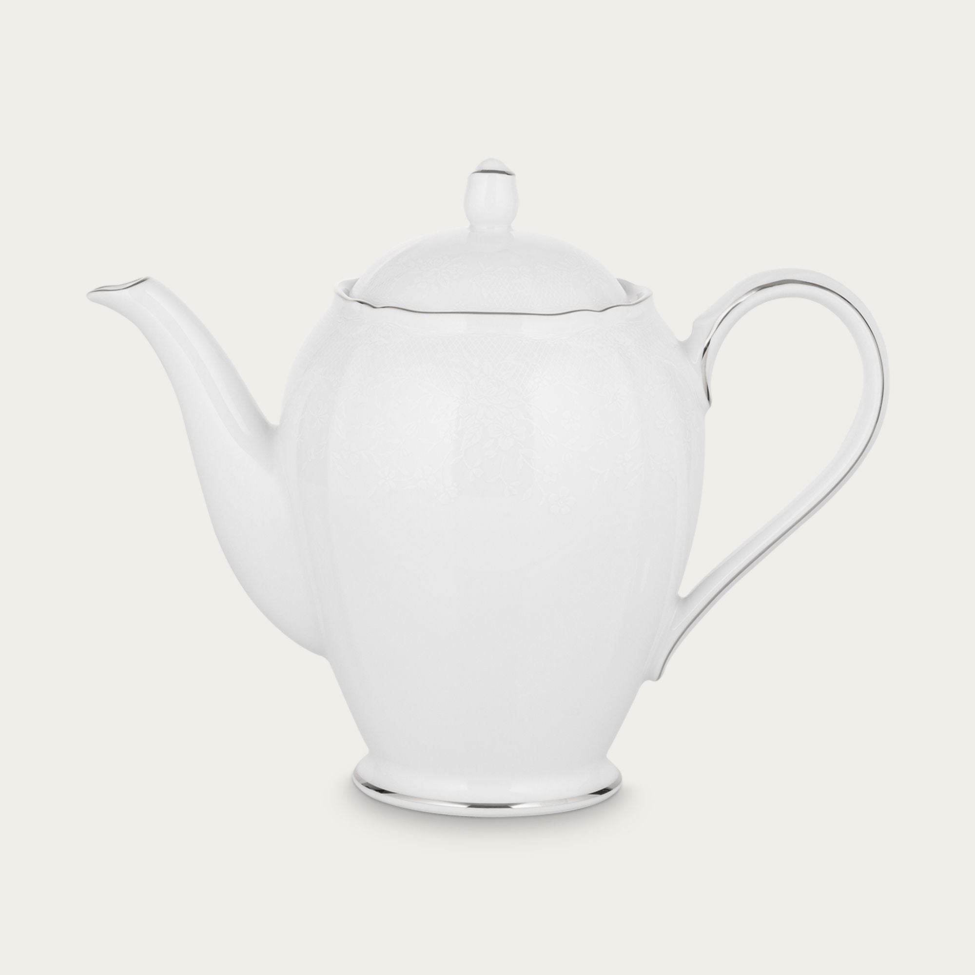 Ấm trà (bình trà) dung tích 950ml sứ trắng | Noritake Princess Bouquet Platinum 1661L - 94453