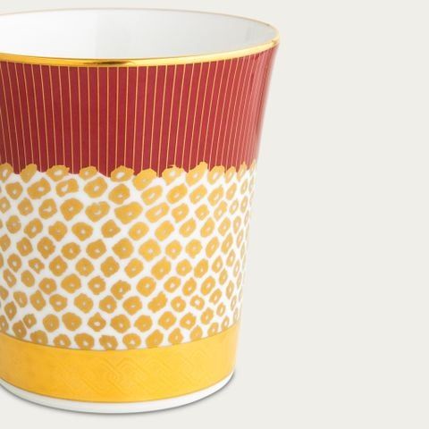 Cốc (ly) uống nước, uống trà (kanoko shibori - Đỏ) 350ml sứ trắng cao cấp Nhật Bản | Noritake Atehaka 1687-1J - T2181