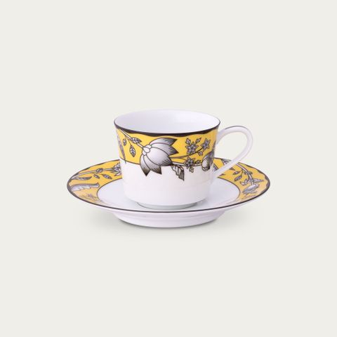  Chén trà (tách trà) nhỏ dung tích 100ml (màu vàng) kèm đĩa lót sứ trắng | Noritake Chelsea Estate 1779L - Q002GE 