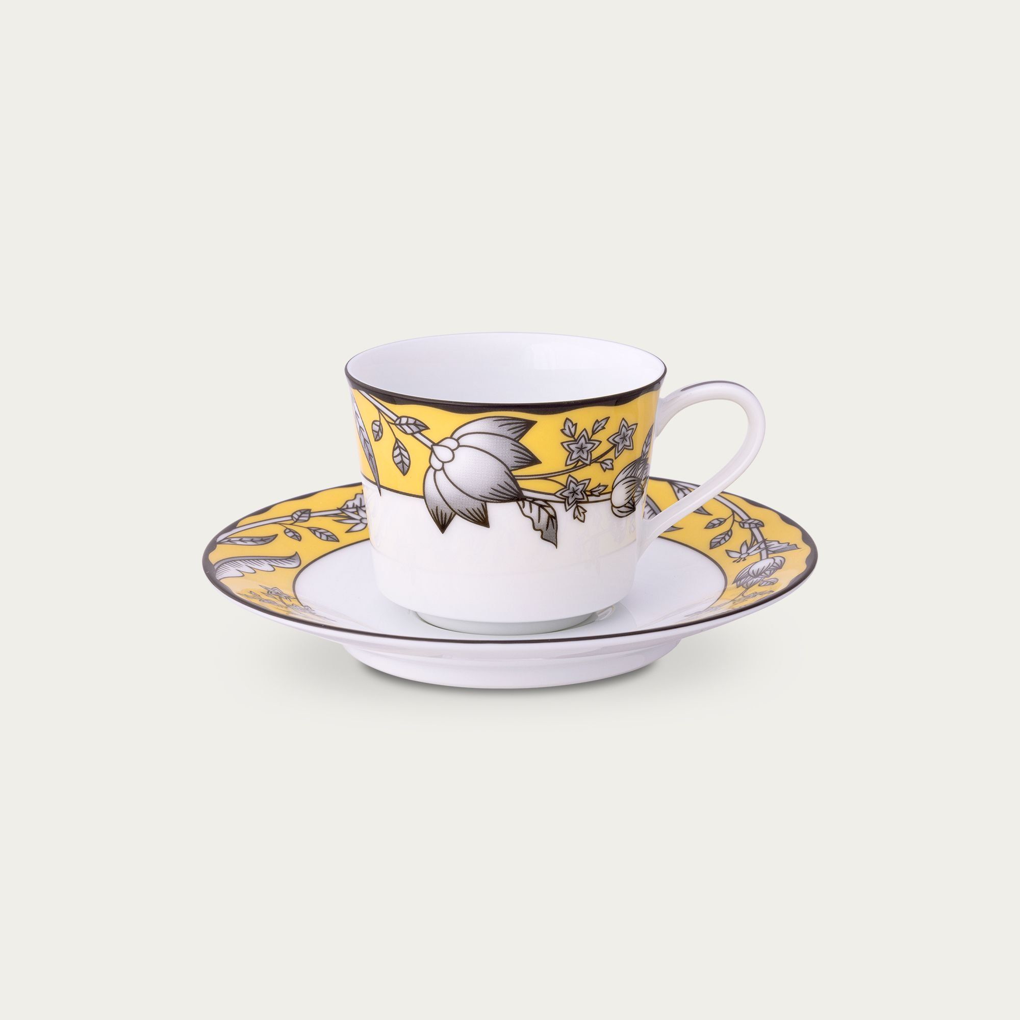 Chén trà (tách trà) nhỏ dung tích 100ml (màu vàng) kèm đĩa lót sứ trắng | Noritake Chelsea Estate 1779L - Q002GE