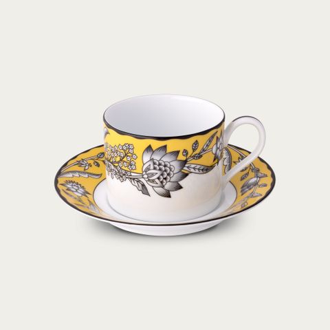  Chén trà (tách trà) dung tích 240ml (màu vàng) kèm đĩa lót sứ trắng | Noritake Chelsea Estate 1779L - Q002GB 