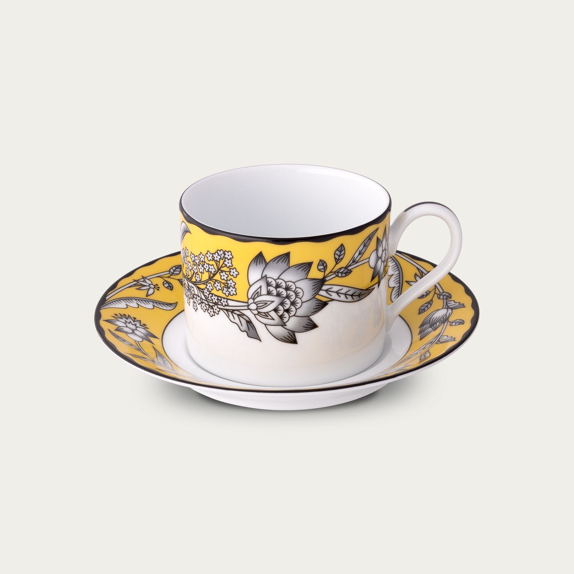 Chén trà (tách trà) dung tích 240ml (màu vàng) kèm đĩa lót sứ trắng | Noritake Chelsea Estate 1779L - Q002GB