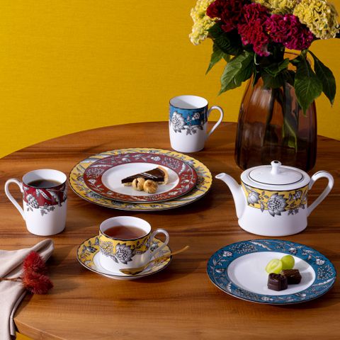  Chén trà (tách trà) dung tích 240ml (màu vàng) kèm đĩa lót sứ trắng | Noritake Chelsea Estate 1779L - Q002GB 