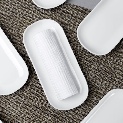  Khay chữ nhật bo góc dài 17,7cm đựng khăn ướt sứ trắng | Noritake Art Stage 4257L - 91877 