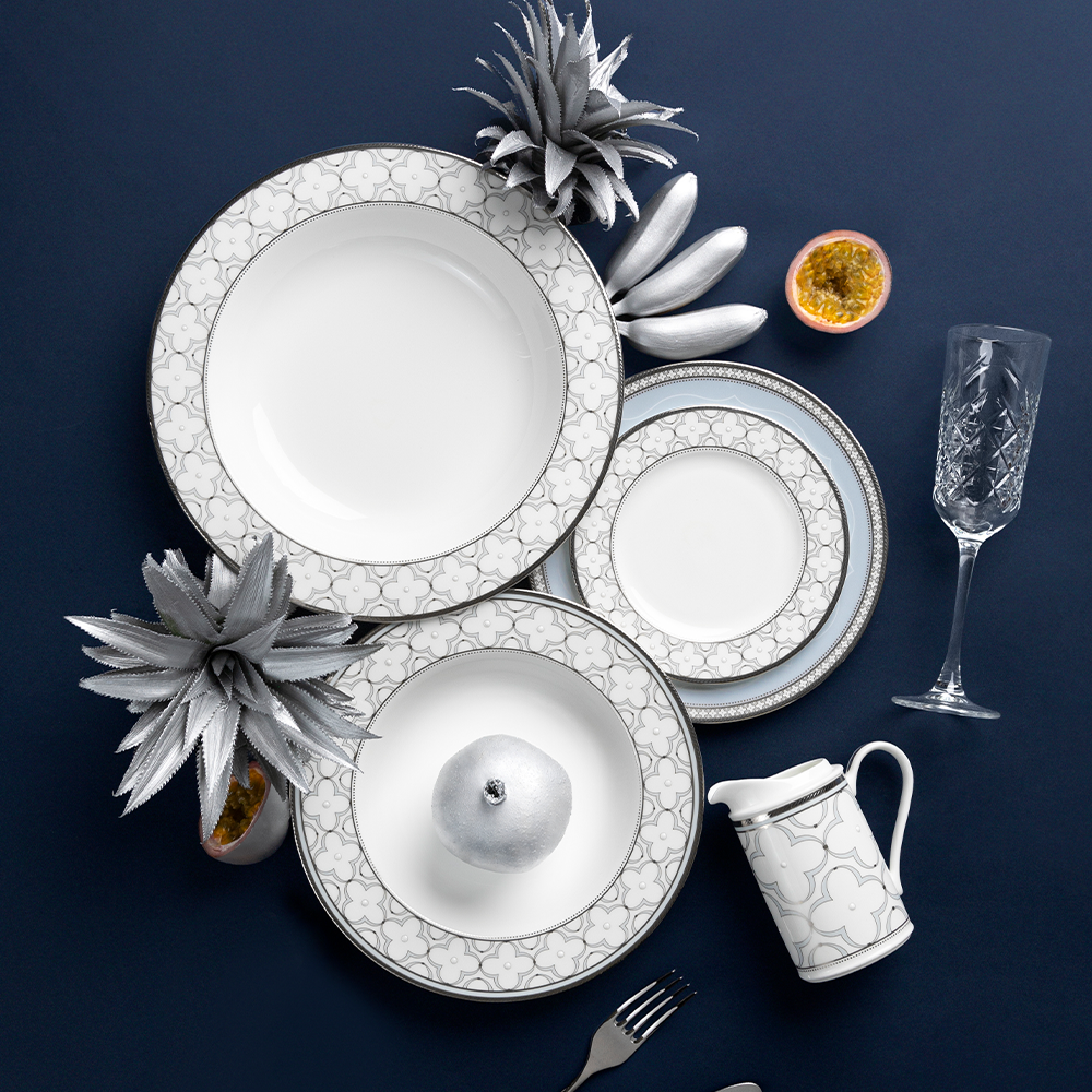 Đĩa tròn cỡ lớn đường kính 28,1cm sứ xương | Noritake Trefolio Platinum 4957L - 97320