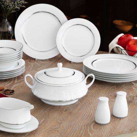  Bộ đĩa ăn kiểu Âu 22 món (cho 6 người) sứ trắng | Noritake Galaxy L554L - D024AL 