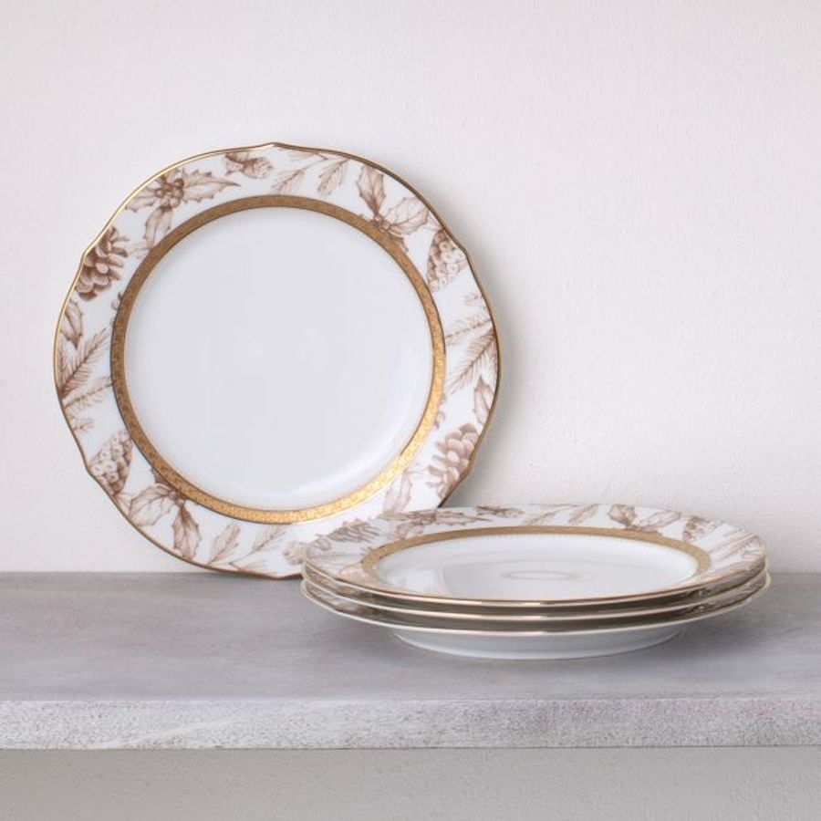 Đĩa tròn cỡ vừa (loại đặc biệt) 23cm phiên bản Giáng Sinh sứ trắng | Noritake Charlotta Holiday 1716-2L - 91310