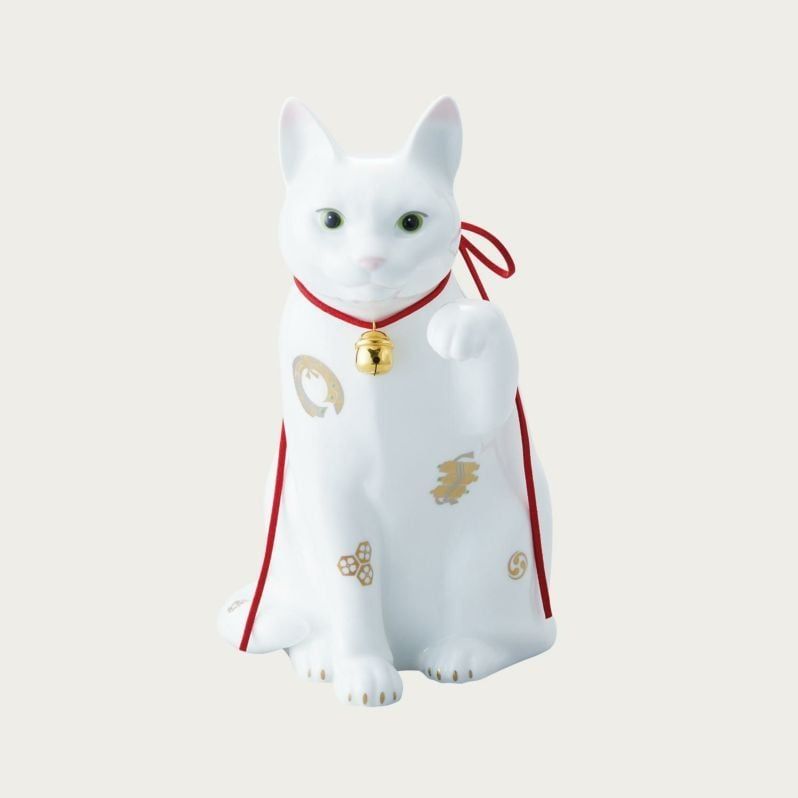 Tượng sứ mèo may mắn cao 26,5cm sứ xương cao cấp Nhật Bản | Noritake Fortune Cat AC405 - T54550B