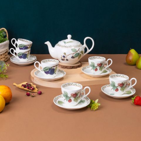  Bộ ấm chén uống trà nhỏ (ấm 600ml, chén 105ml) 13 món sứ xương | Noritake Orchard Garden 4911L - T014S 
