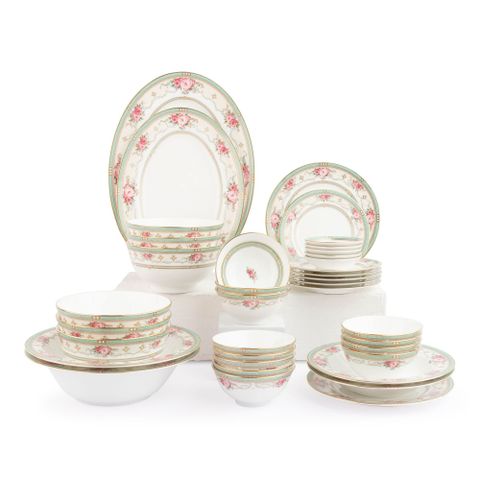  Bộ bát đĩa ăn châu Á đầy đủ 38 món (cho 6 người) sứ xương | Noritake Palace Rose 4863L - D038AC 