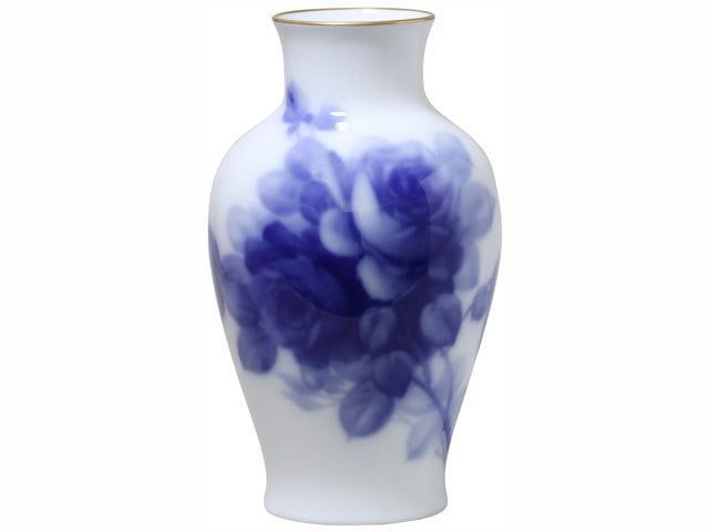 Bình hoa Okura "Hoa hồng xanh" cao 36cm, màu trắng | Okura Blue Rose 8011 - 12A