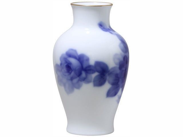 Bình hoa Okura "Hoa hồng xanh" cao 28cm, màu trắng | Okura Blue Rose 8011 - 20A