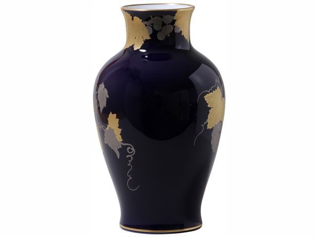 Bình hoa Okura "Nho vàng" cao 36cm, màu xanh coban | Okura Azure Gold Grape 9076 - 12A