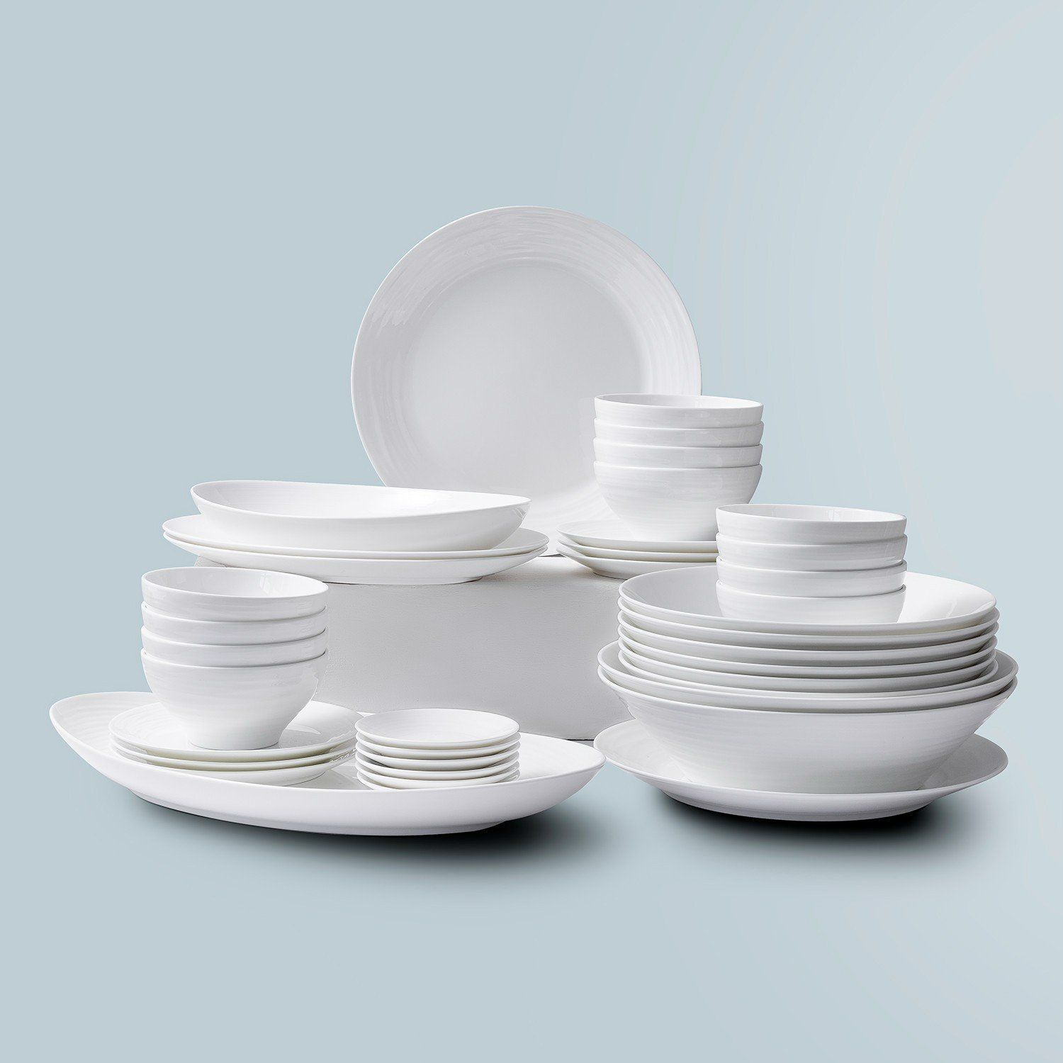 Bộ bát đĩa ăn châu Á 38 món (đĩa oval, bát cơm 12,1cm cho 6 người) sứ xương | Noritake Conjunto 4943L - D038AO