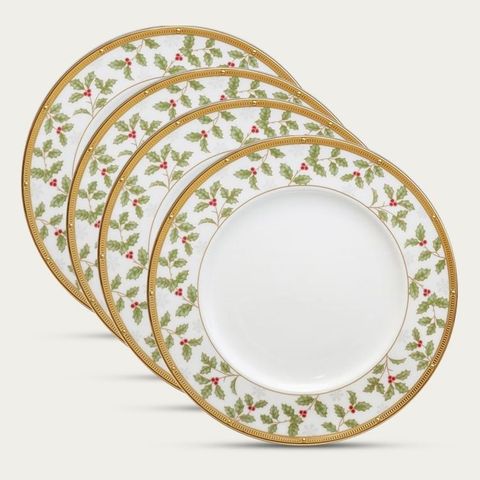  Bộ 4 đĩa tròn cỡ vừa ( loại đặc biệt Holiday ) đường kính 23,4cm | Noritake Rochelle Gold 4796-2L - F004UA 