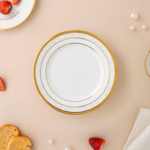  Đĩa tròn cỡ nhỏ đường kính 16,2cm lót bát (chén) cơm sứ trắng | Noritake Hampshire Gold 4335L - 91312 