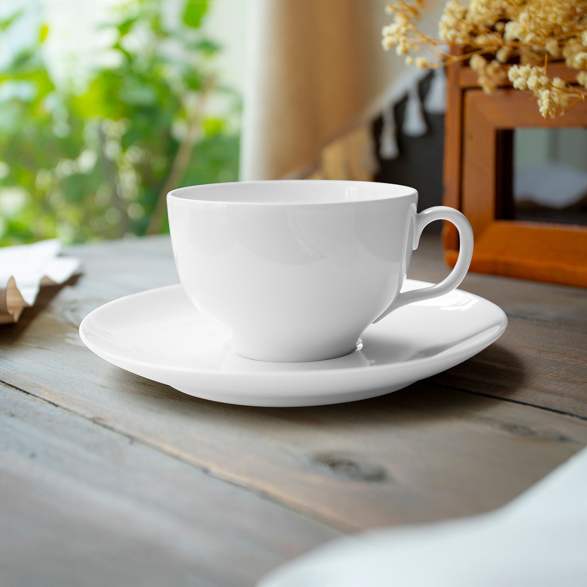 Chén trà (tách trà) dung tích 190ml kèm đĩa lót sứ trắng | Noritake Art Stage 3-336L - T91117