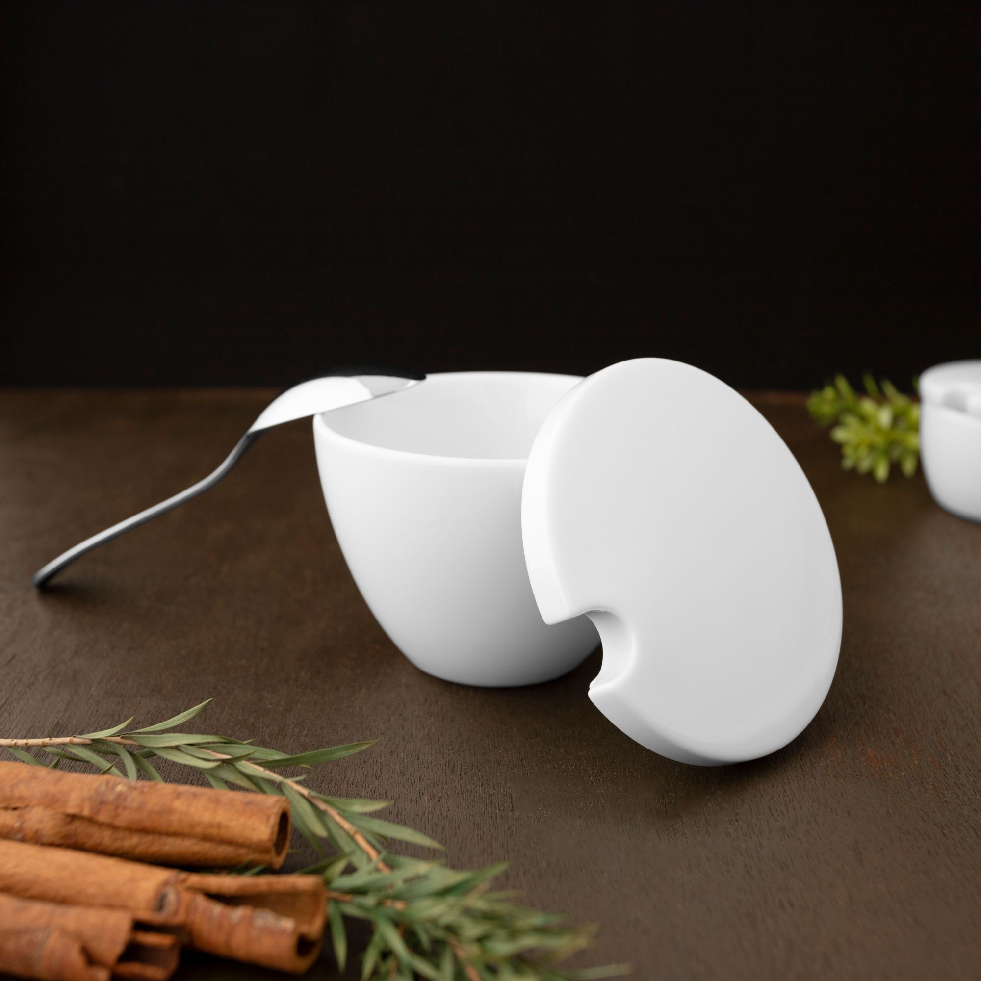 Bình (hũ) đựng đường có nắp đậy loại nhỏ 230ml sứ trắng | Noritake Art Stage 4257L - 91827