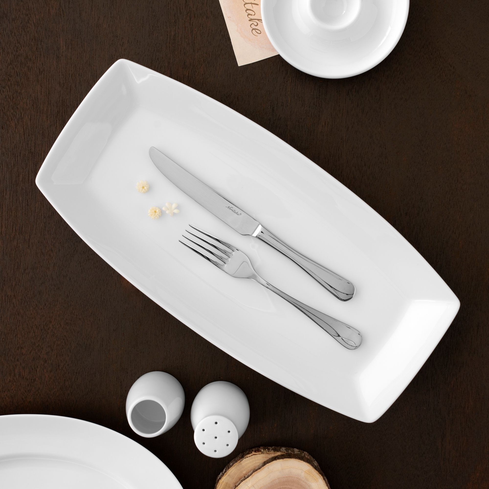 Đĩa Buffet hình chữ nhật (LG) dài 35,9cm sứ trắng | Noritake Art Stage 1609L - 96752