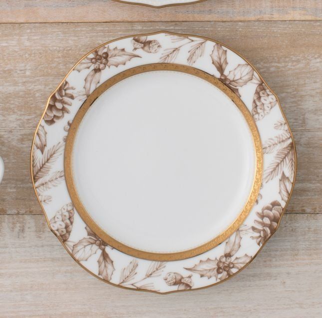 Đĩa tròn cỡ vừa (loại đặc biệt) 23cm phiên bản Giáng Sinh sứ trắng | Noritake Charlotta Holiday 1716-2L - 91310