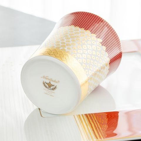 Cốc (ly) uống nước, uống trà (kanoko shibori - Đỏ) 350ml sứ trắng cao cấp Nhật Bản | Noritake Atehaka 1687-1J - T2181