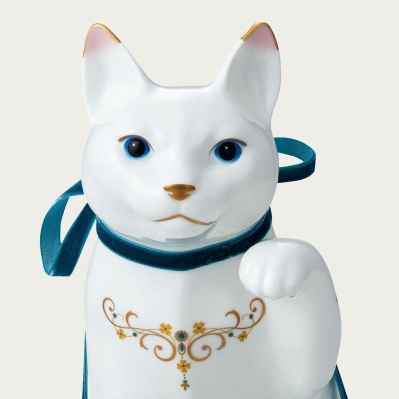 Tượng sứ mèo may mắn cao 26,3cm sứ xương cao cấp Nhật Bản | Noritake Fortune Cat AC452 - T54550