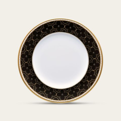  Đĩa tròn cỡ vừa (đặc biệt - Đen) đường kính 24,5cm sứ xương | Noritake Trefolio Gold 4945-1L - 97316 