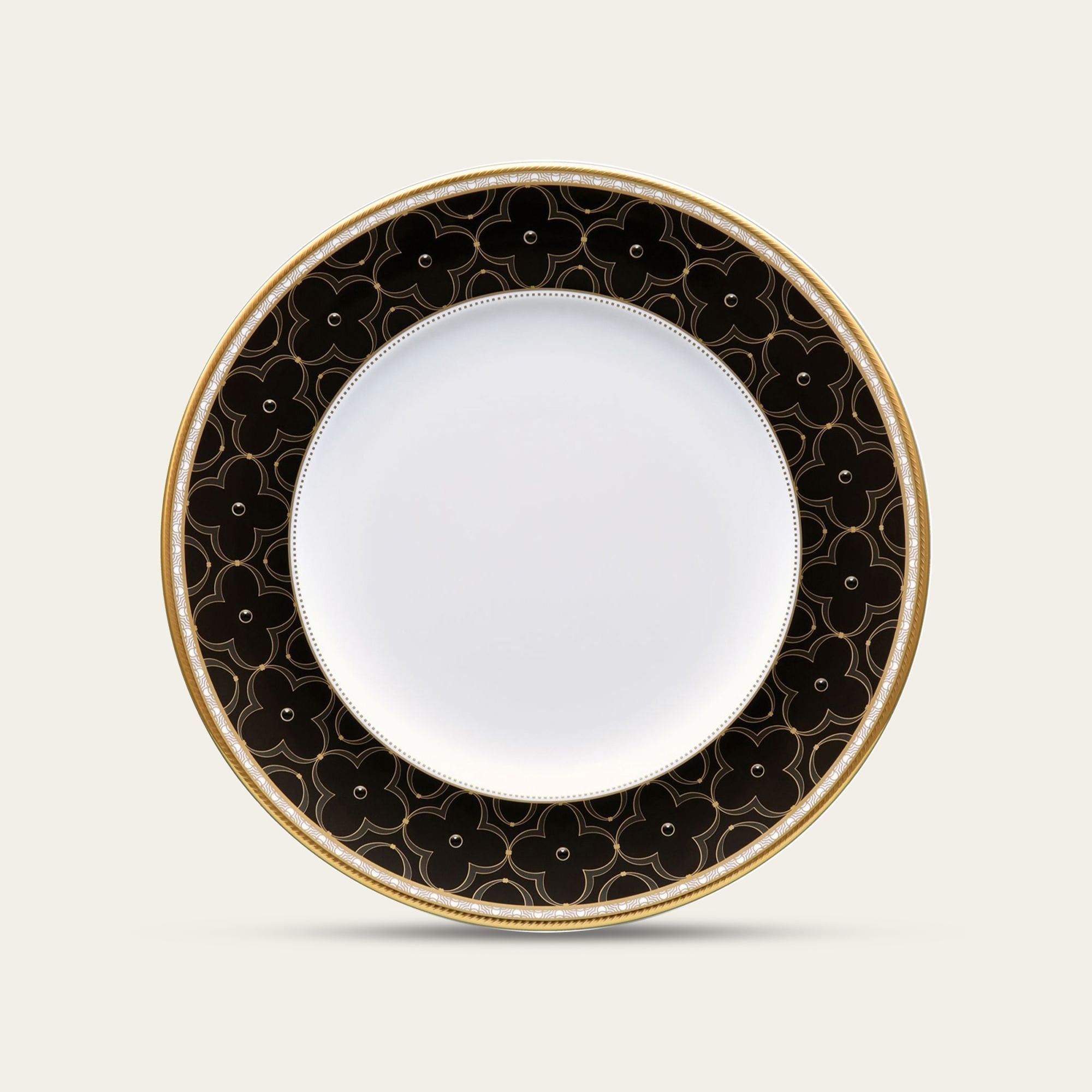 Đĩa tròn cỡ vừa (đặc biệt - Đen) đường kính 24,5cm sứ xương | Noritake Trefolio Gold 4945-1L - 97316