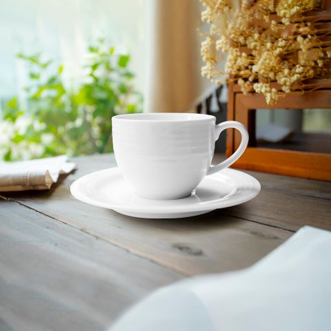  Chén trà (tách trà) dung tích 200ml kèm đĩa lót sứ trắng | Noritake Arctic White 4000-1L - T91489 