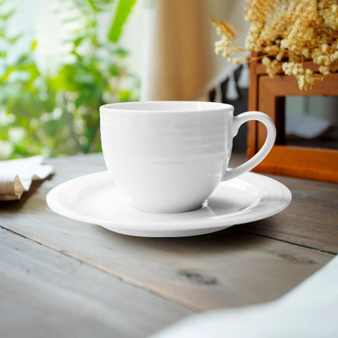  Chén trà (tách trà) dung tích 200ml kèm đĩa lót sứ trắng | Noritake Arctic White 4000L - T91589 