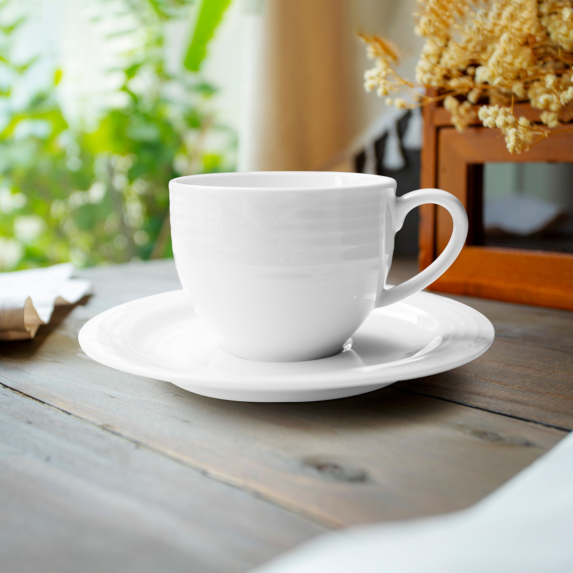 Chén trà (tách trà) dung tích 200ml kèm đĩa lót sứ trắng | Noritake Arctic White 4000L - T91589