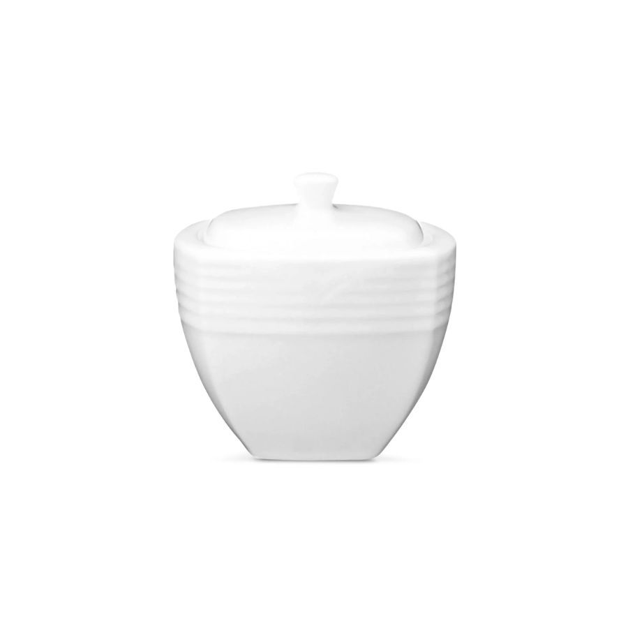 Bình (hũ) đường hình vuông có nắp dung tích 290ml sứ trắng | Noritake Arctic White 4000L - 91536