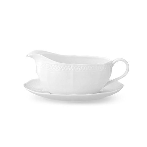  Bình (hũ) đựng nước xốt dung tích 530ml kèm đĩa lót sứ trắng cao cấp | Noritake Cher Blanc 1655L - 94841 