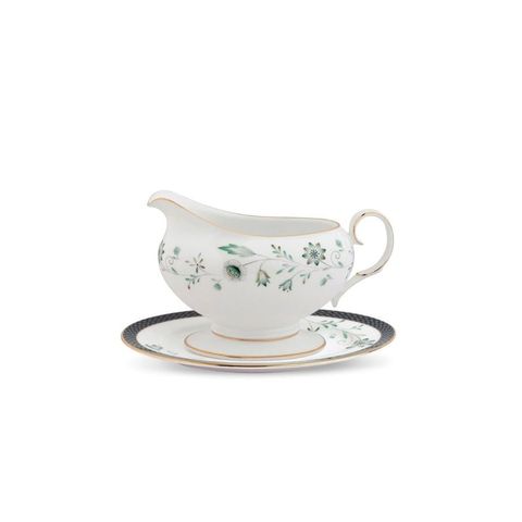  Bình (hũ) đựng nước xốt dung tích 670ml kèm đĩa lót sứ xương | Noritake Forever Fields 4950L - 50741A 