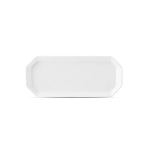  Khay chữ nhật vát cạnh (khay bát giác) dài 18,6cm đựng khăn ướt sứ xương | Noritake Plain White 9990L - 54806A 