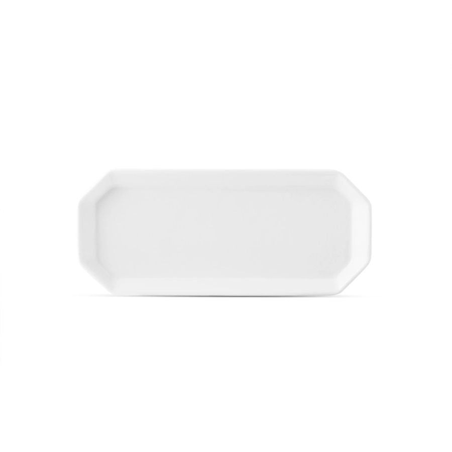 Khay chữ nhật vát cạnh (khay bát giác) dài 18,6cm đựng khăn ướt sứ xương | Noritake Plain White 9990L - 54806A