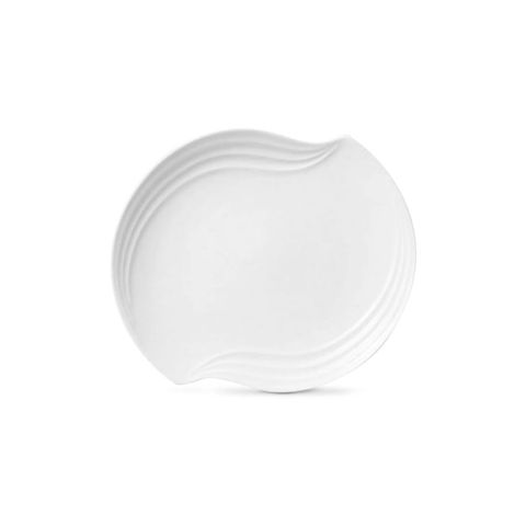  Đĩa họa tiết sóng biển cỡ vừa dài 25,9cm sứ trắng | Noritake Arctic White 4000L - 91578 