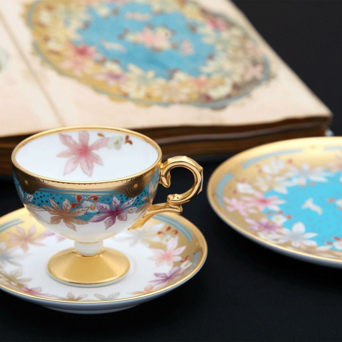 Chén trà (tách trà) dung tích 130ml kèm đĩa lót sứ xương Nhật Bản | Noritake Wabana 4662-2J - T52401