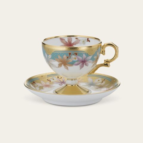  Chén trà (tách trà) dung tích 130ml kèm đĩa lót sứ xương Nhật Bản | Noritake Wabana 4662-2J - T52401 