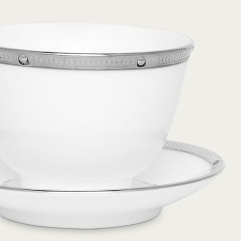  Chén trà (tách trà) châu Á (không quai cầm) 145ml kèm đĩa lót sứ xương | Noritake Rochelle Platinum 4795L - T973634 